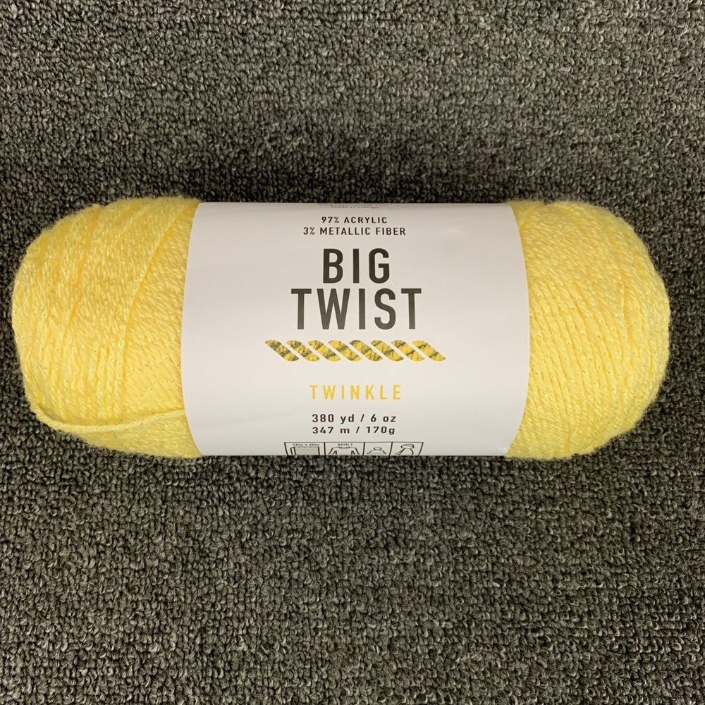 Big Twist Twinkle Yarn Yellow Weight #4 100% Acrylic 6oz/380yds
